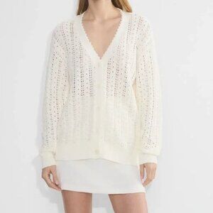 Aritzia Wilfred Reverence Open Knit Cardigan Sweater Ivory Size Medium